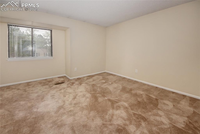 unfurnished room with light carpet