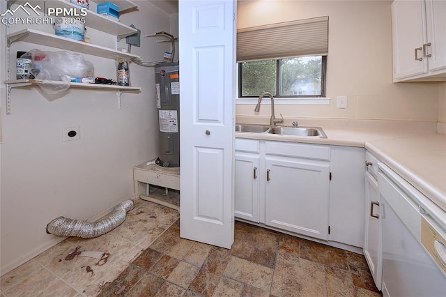 bathroom featuring electric water heater and sink