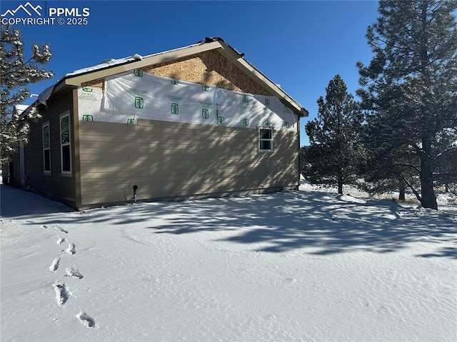 view of snow covered exterior