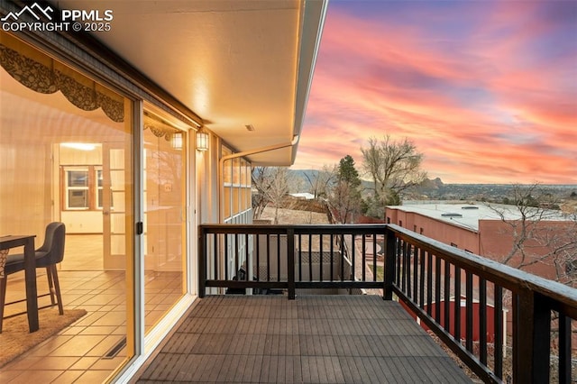 view of snow covered deck