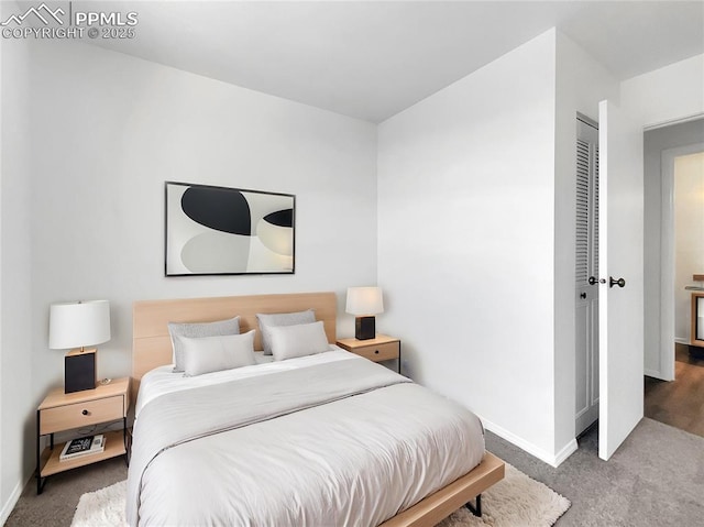 carpeted bedroom featuring a closet