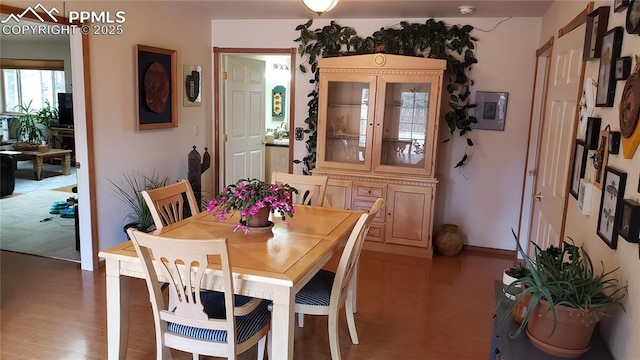 dining area with light wood-style floors