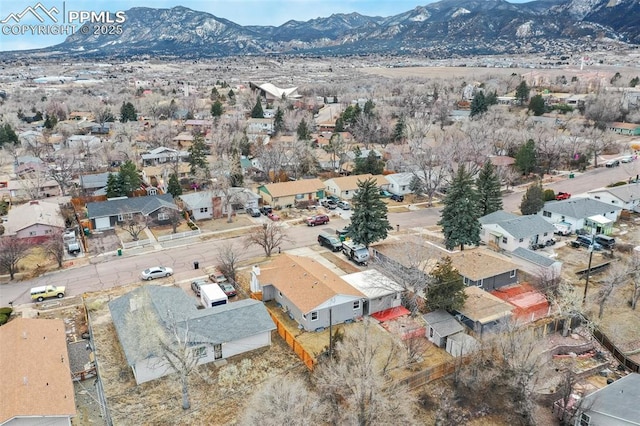 drone / aerial view with a mountain view