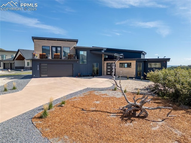 contemporary home featuring a garage