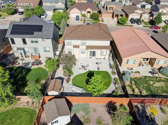 bird's eye view with a residential view