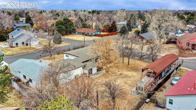 aerial view with a residential view