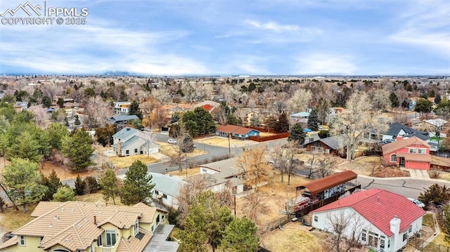 drone / aerial view with a residential view