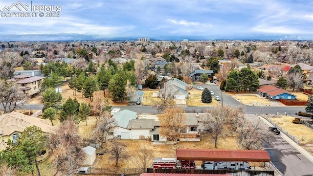 aerial view featuring a residential view