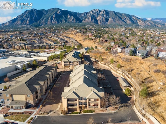 aerial view with a residential view and a mountain view