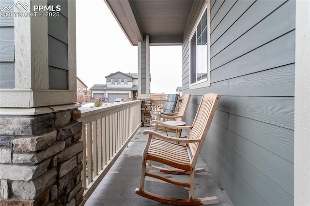 balcony featuring a porch