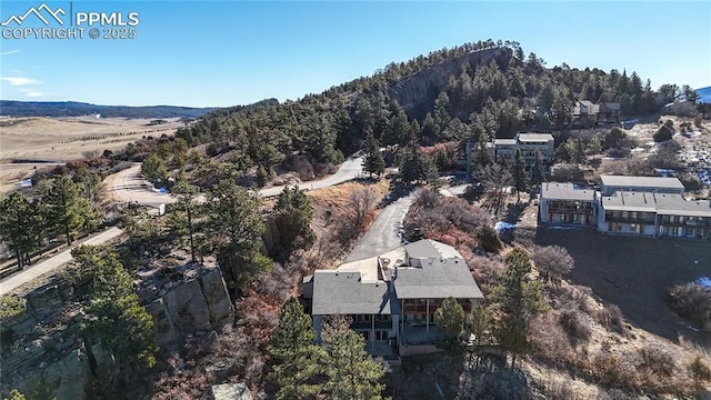 aerial view with a mountain view