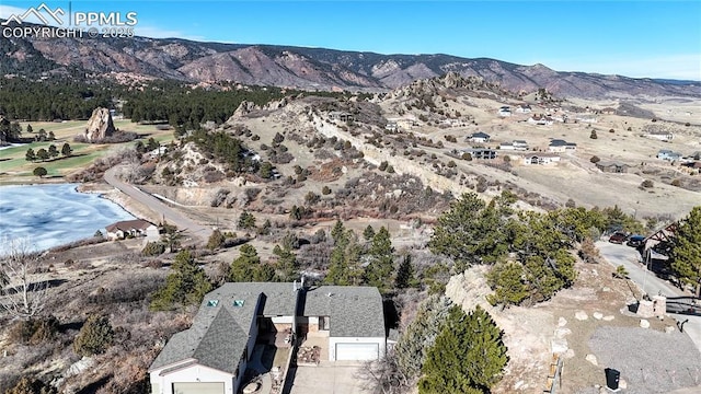 aerial view featuring a mountain view