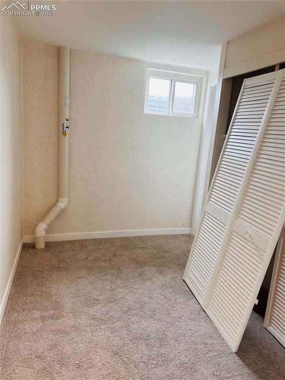 basement with carpet floors