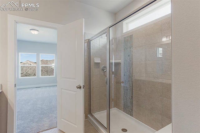 bathroom featuring walk in shower