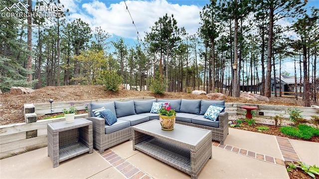 view of patio featuring an outdoor hangout area