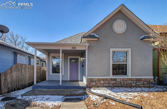 view of front of property with a porch