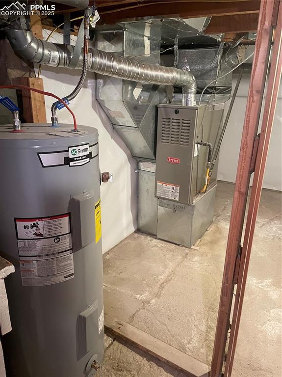 utility room with water heater