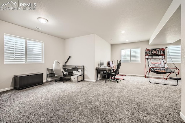 view of carpeted office space