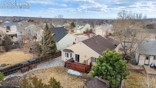 bird's eye view with a residential view