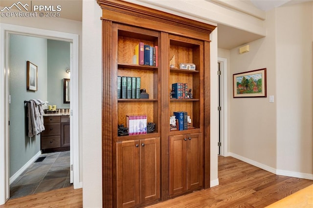 details with baseboards and wood finished floors