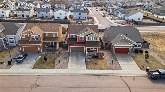 bird's eye view with a residential view