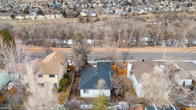 drone / aerial view with a residential view