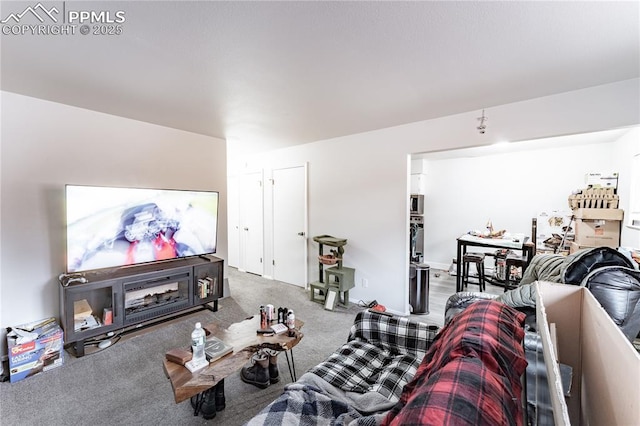 living room with carpet flooring