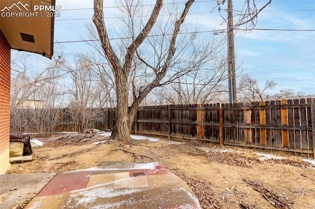 view of yard with a fenced backyard