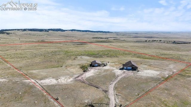 aerial view featuring a rural view