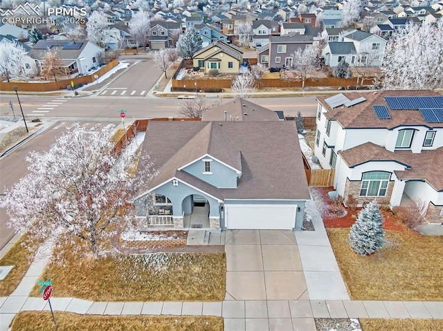 aerial view featuring a residential view