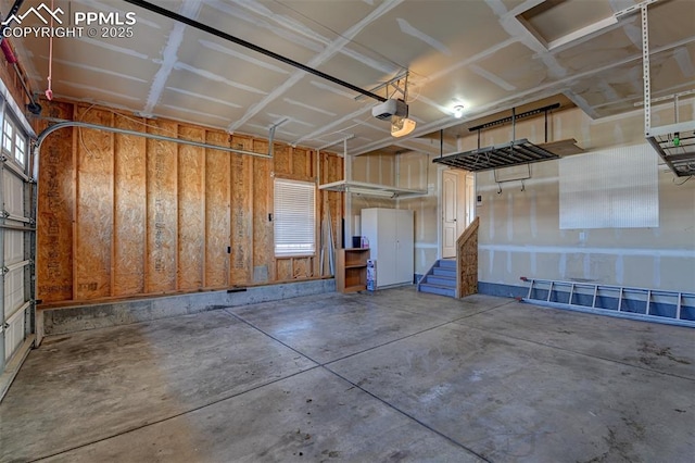 garage with a garage door opener