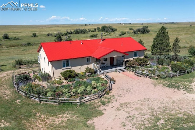 aerial view featuring a rural view