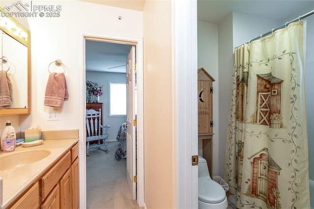 full bathroom with vanity and toilet