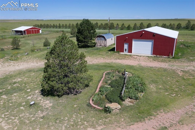 drone / aerial view with a rural view