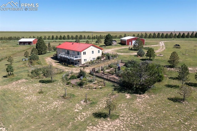 drone / aerial view with a rural view