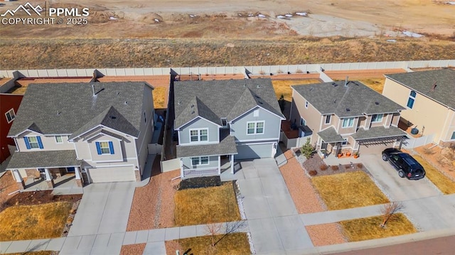 bird's eye view featuring a residential view