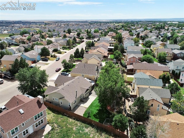 aerial view with a residential view