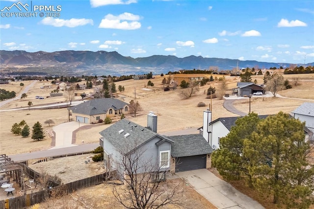 bird's eye view featuring a mountain view