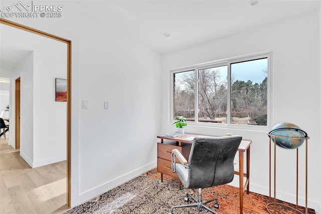 office with light wood finished floors and baseboards