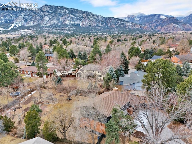 property view of mountains with a residential view