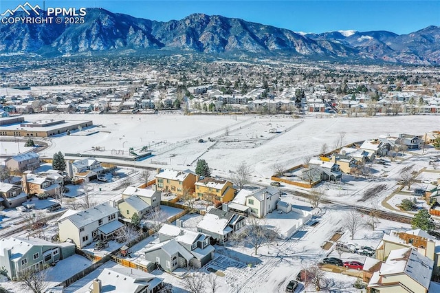 bird's eye view with a residential view and a mountain view