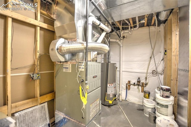 utility room with gas water heater