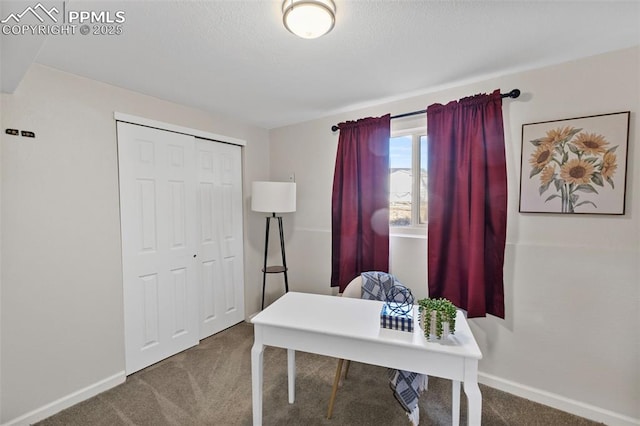 office area featuring carpet floors and baseboards