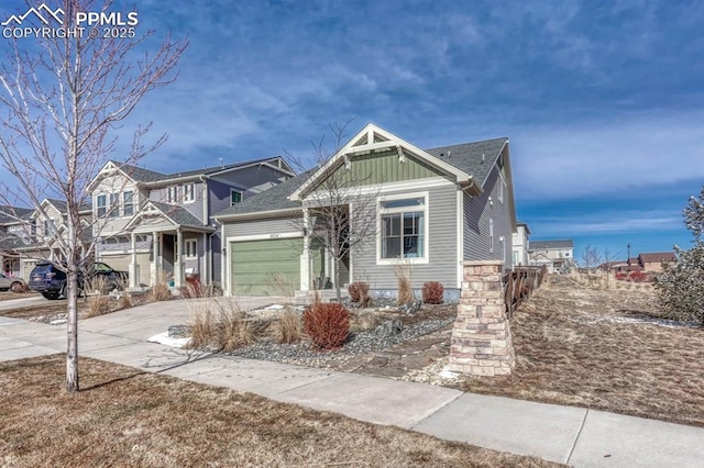 craftsman house featuring driveway, a garage, and board and batten siding