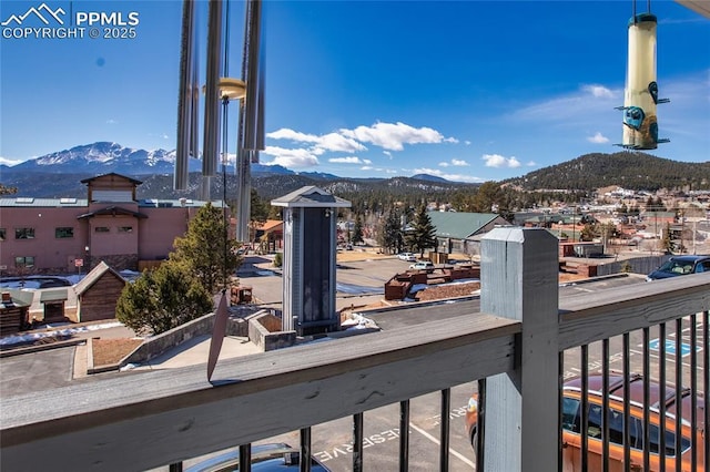 exterior space featuring a mountain view