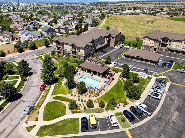 aerial view with a residential view