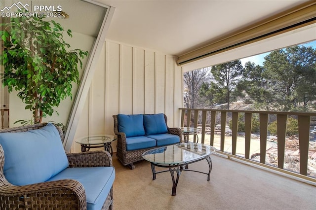 balcony featuring an outdoor living space