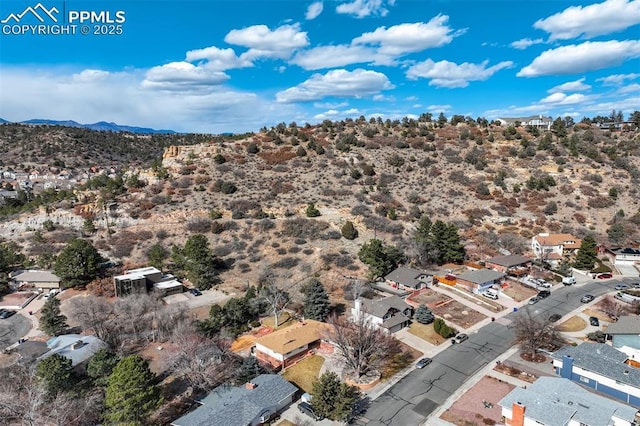 drone / aerial view with a mountain view