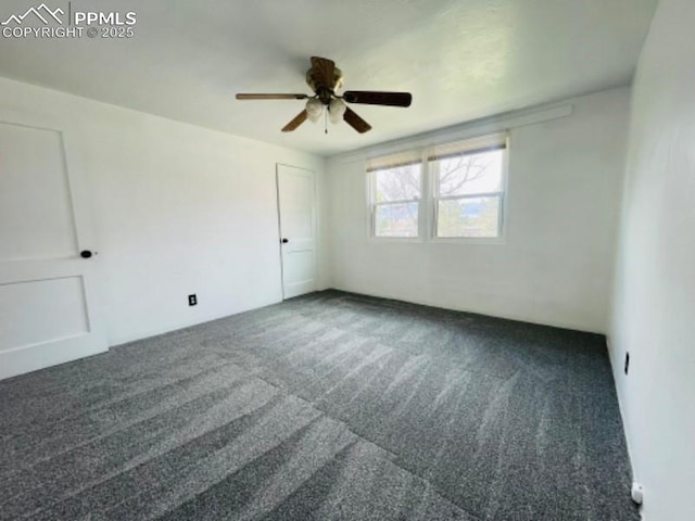 interior space with a ceiling fan