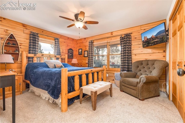 bedroom featuring carpet floors and a ceiling fan